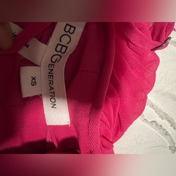 NWT BCBG BCBGeneration Pleated Chiffon Popover Slip Dress Pink, Medium - Picture 5 of 5